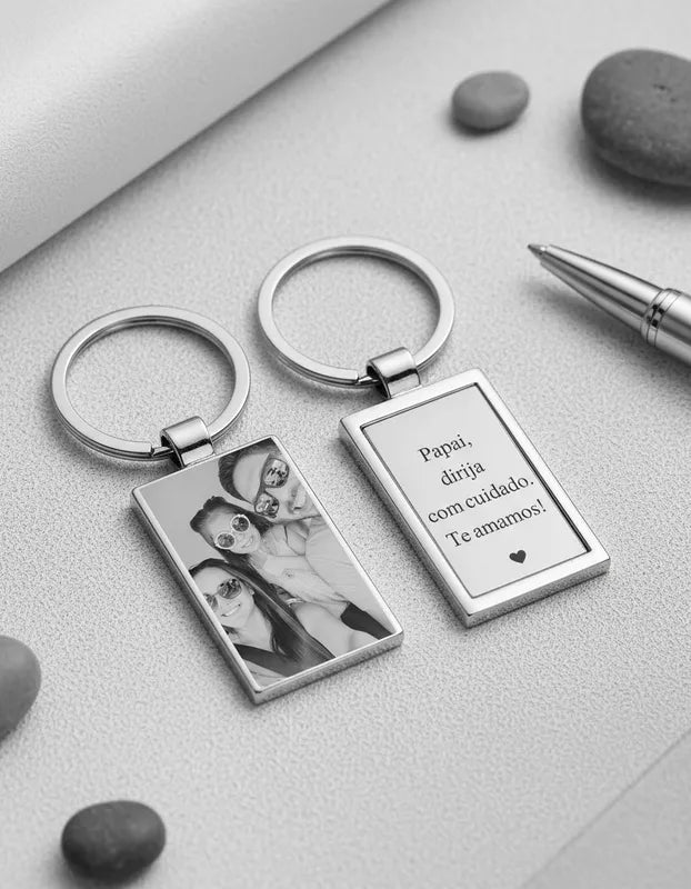 Chaveiro Personalizado com Foto em Aço Inox – Presente Único e Eterno
