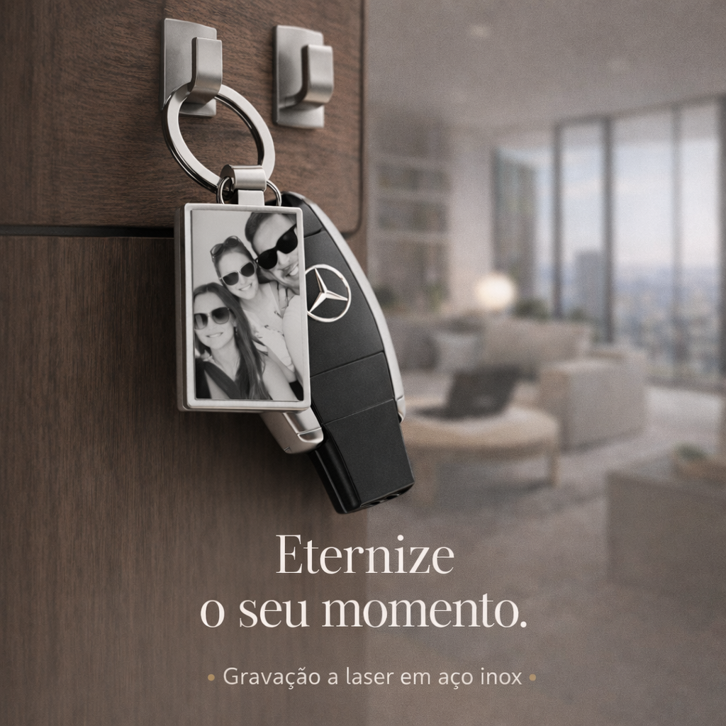 Chaveiro Personalizado com Foto em Aço Inox – Presente Único e Eterno