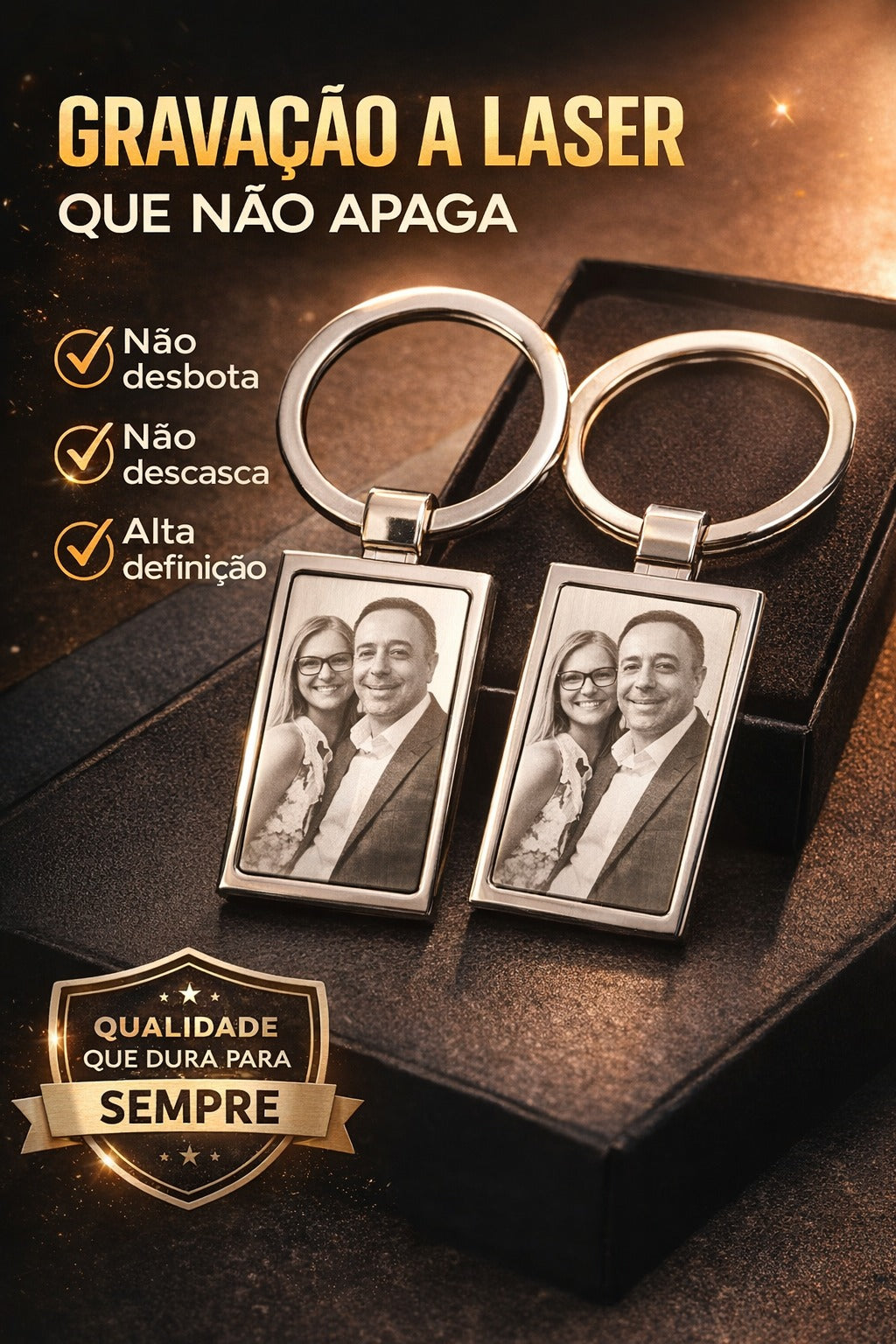 Chaveiro Personalizado com Foto em Aço Inox – Presente Único e Eterno